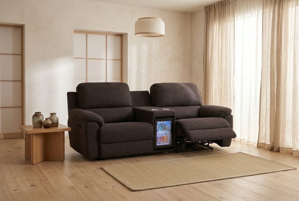 Arctic 2-zitsbank zwart in een japandi interieur: 2-zitsbank in zwart