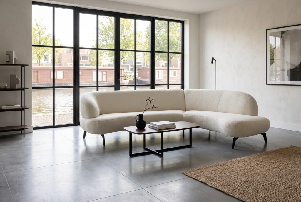 Bank Limana in een modern interieur: hoekbank in wit