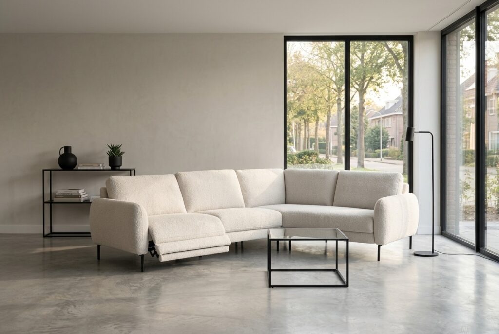 Bank Londen City in een modern interieur: 3-zitsbank in wit