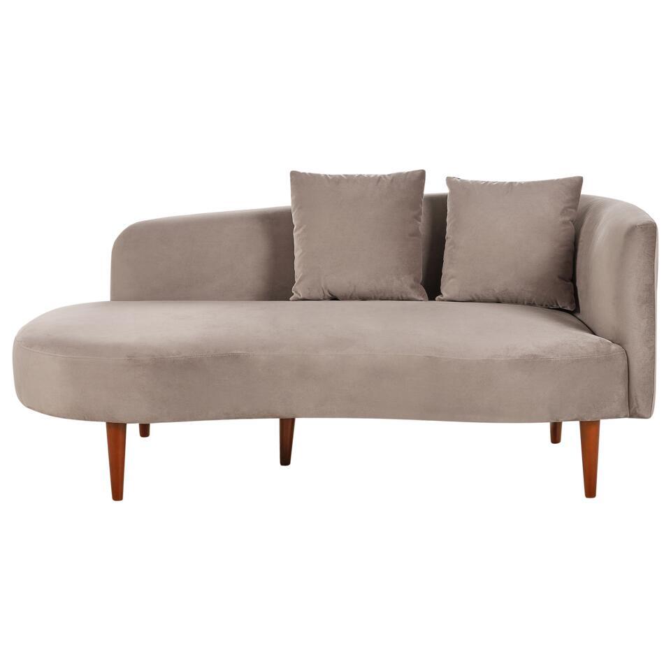 Chaumont chaise longue taupe fluweel (Leen Bakker)