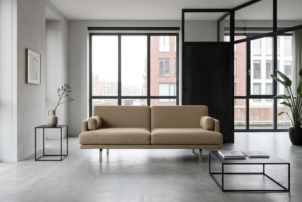Ernest, 2-zitsbank Moonlight Lark in een modern interieur: 2-zitsbank in beige