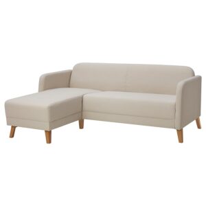 LINANÄS 3-zitsbank met chaise longue Vissle beige (IKEA)