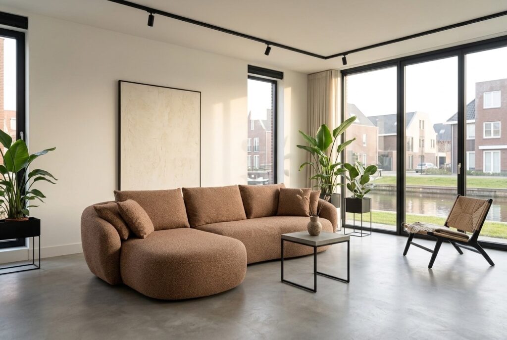 Loungebank Ava rood in een modern interieur: chaise longue in rood