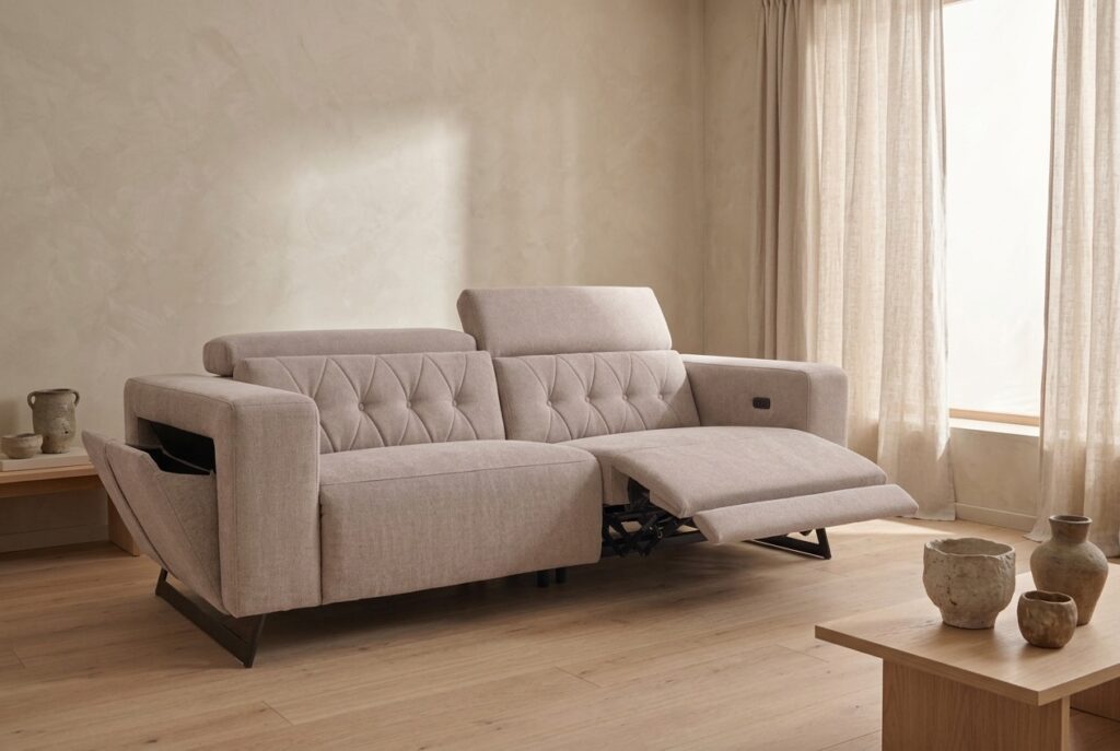 Madeira 3-zitsbank beige in een japandi interieur: 3-zitsbank in beige