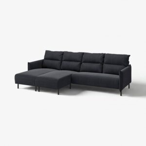 MANNARP 4-zitsbank met chaise longue Saxemara zwartblauw (IKEA)