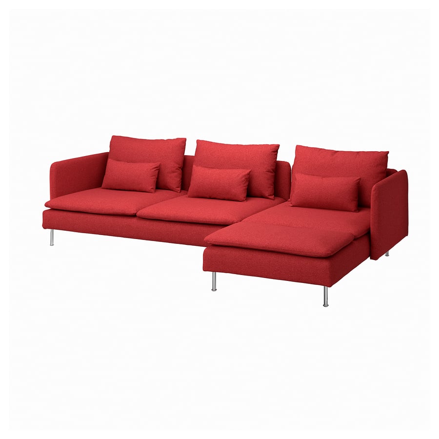 SÖDERHAMN 4-zitsbank met chaise longue Tonerud rood (IKEA)