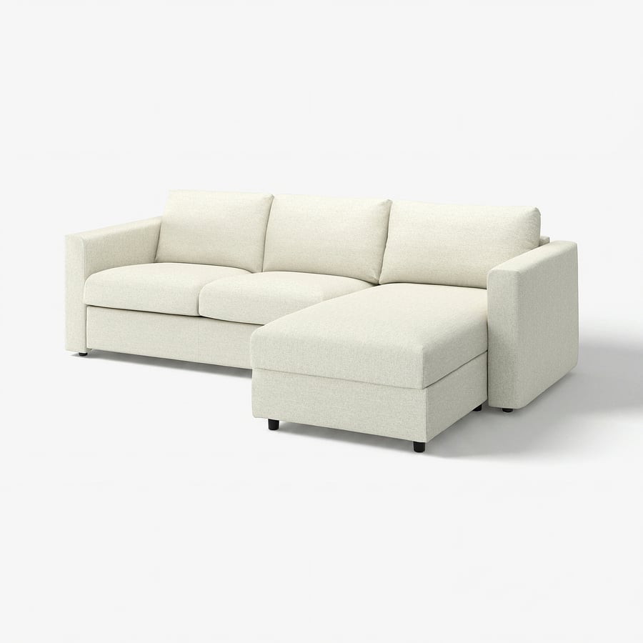VIMLE 3-zitsbank met chaise longue Gunnared beige (IKEA)