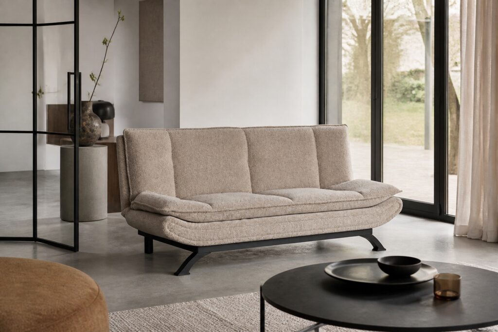 Wehkamp Home slaapbank Fally beige boucle in een modern interieur: slaapbank in beige